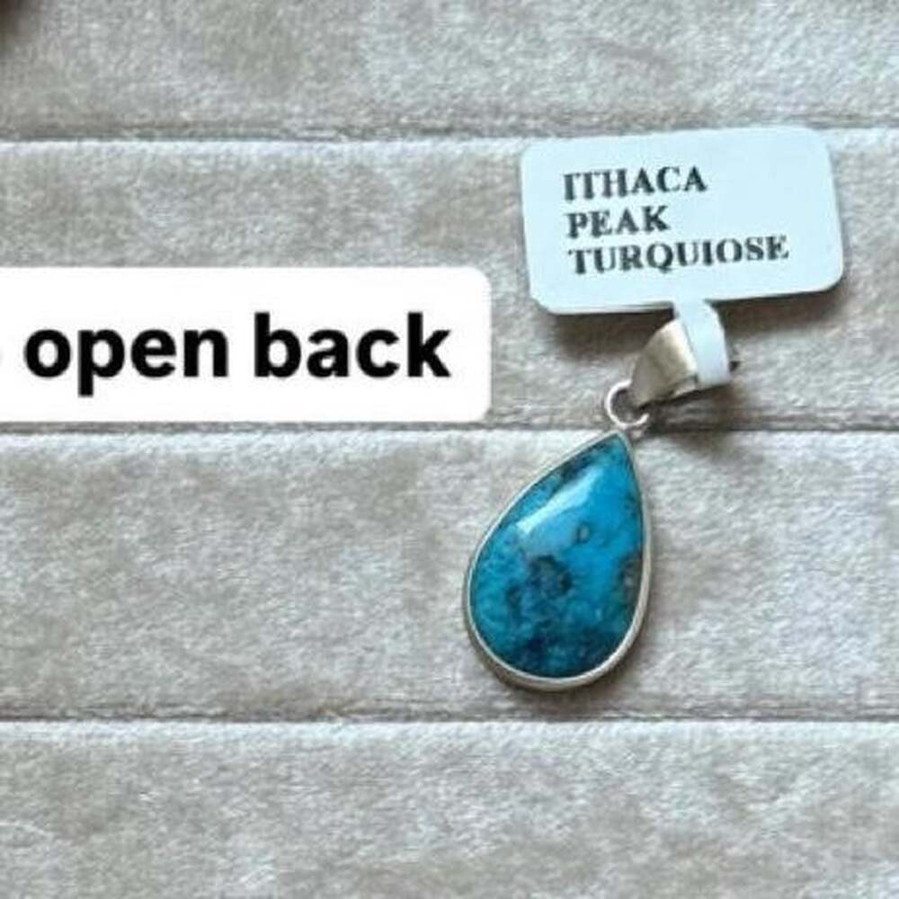 Ithaca Peak Turquoise Teardrop Pendant in .925 Sterling Silver